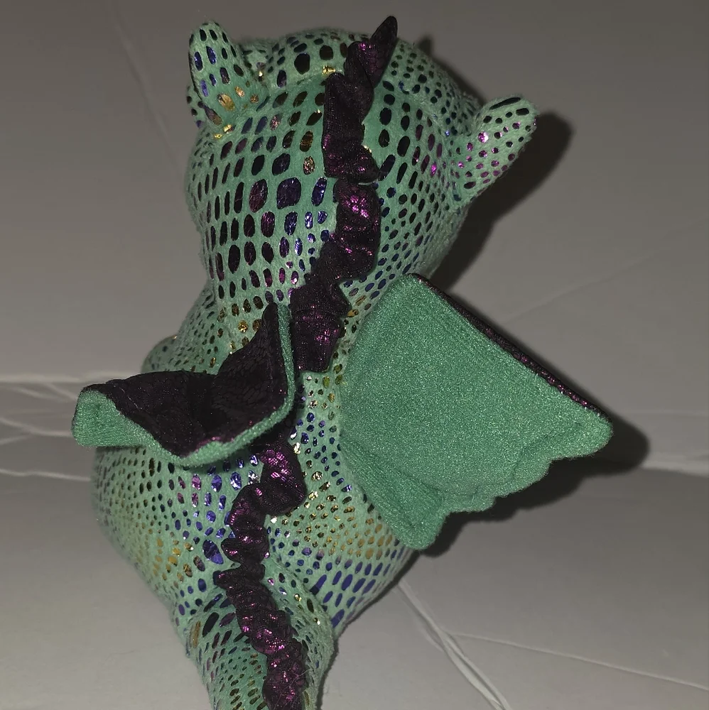 Sparkly Green and Purple Dinosaur Plush Toy